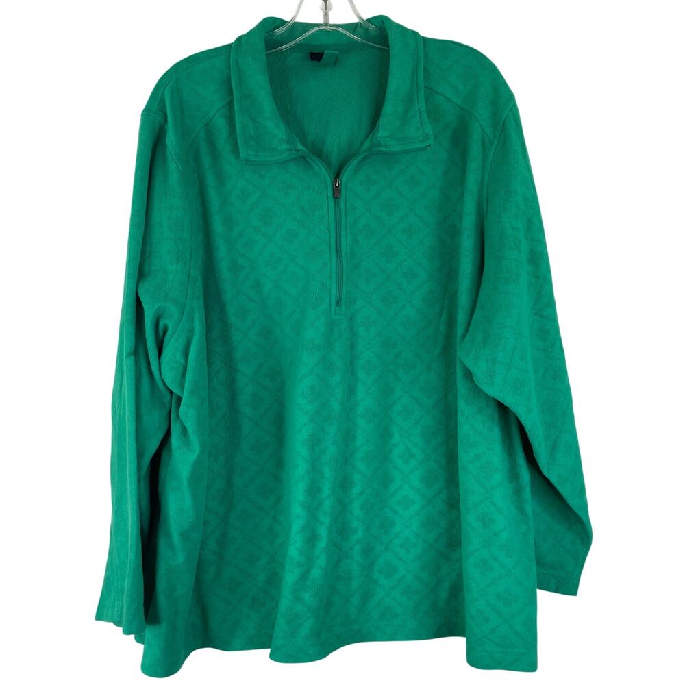 Land's End Kelly Green Quarter Zip Pullover Fleece Shamrock Women's Size 3X